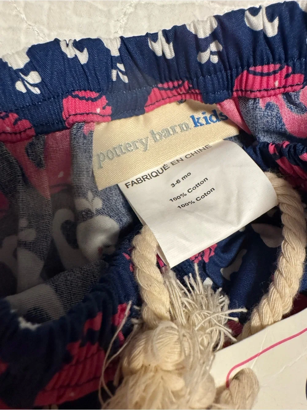 Pottery Barn Kids Navy Swim Diaper Cover with Pink & White Whale Print